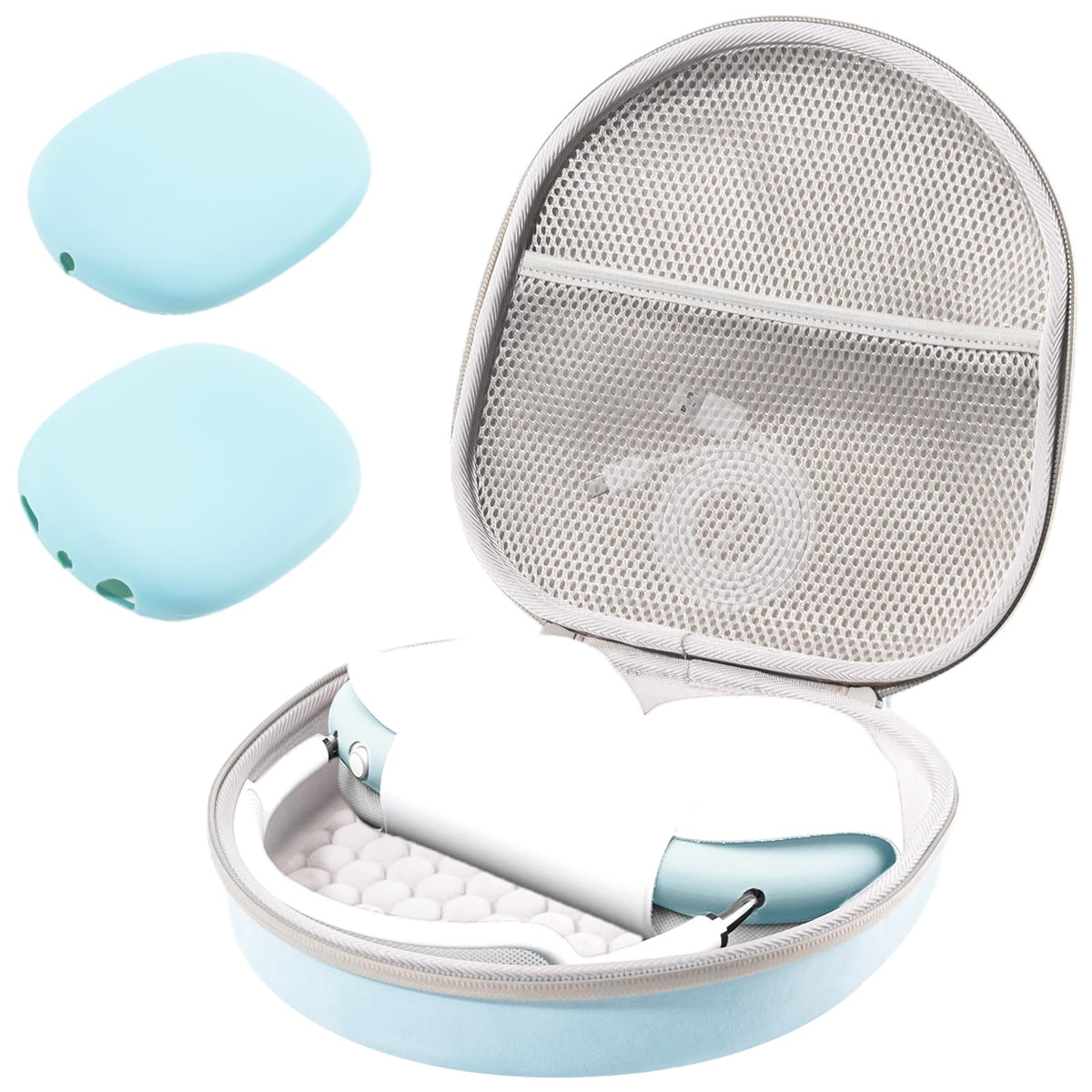 ProCase AirPods Max hard case light blue front view for rugged protection on the go
