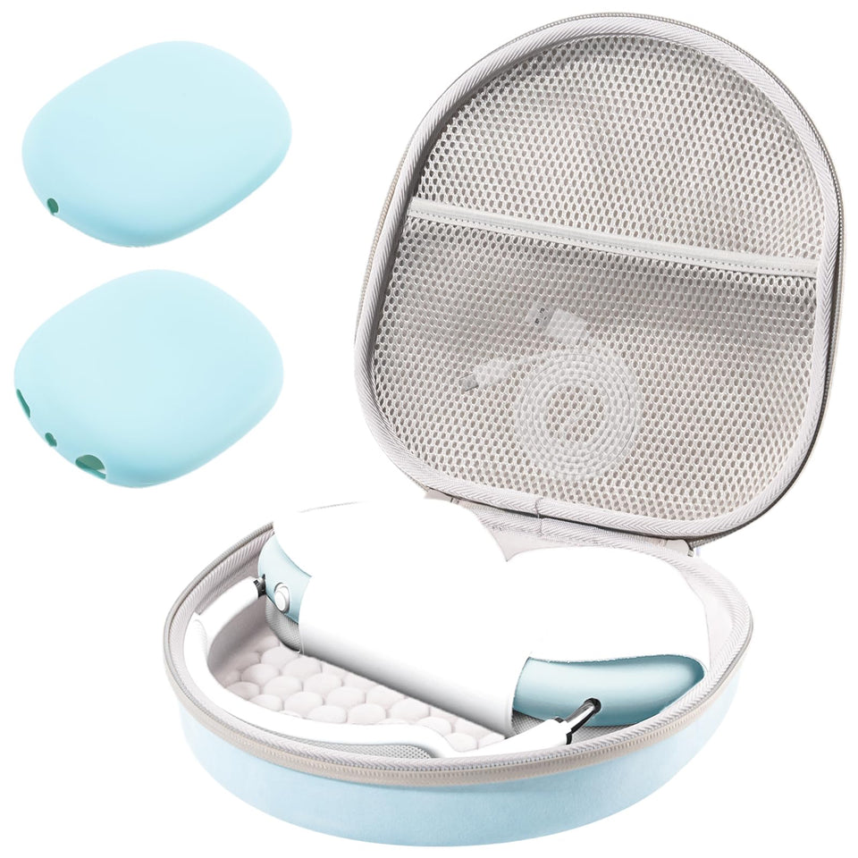 ProCase AirPods Max hard case light blue front view for rugged protection on the go