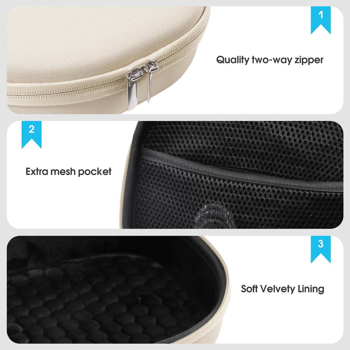 ProCase AirPods Max Starlight soft lining interior cushions against impacts during travel.