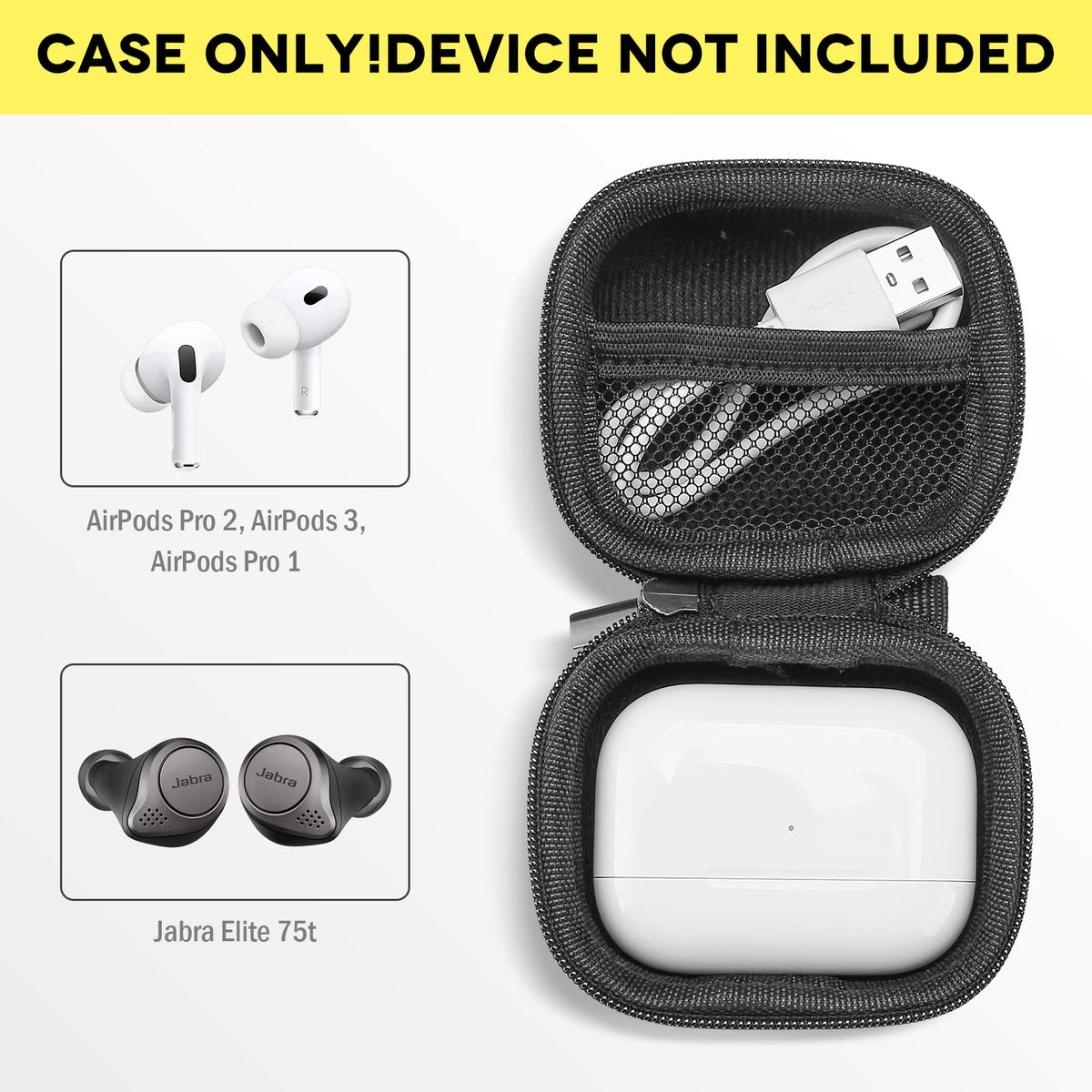 ProCase AirPods Pro 2 case zipper opening provides quick, easy access.