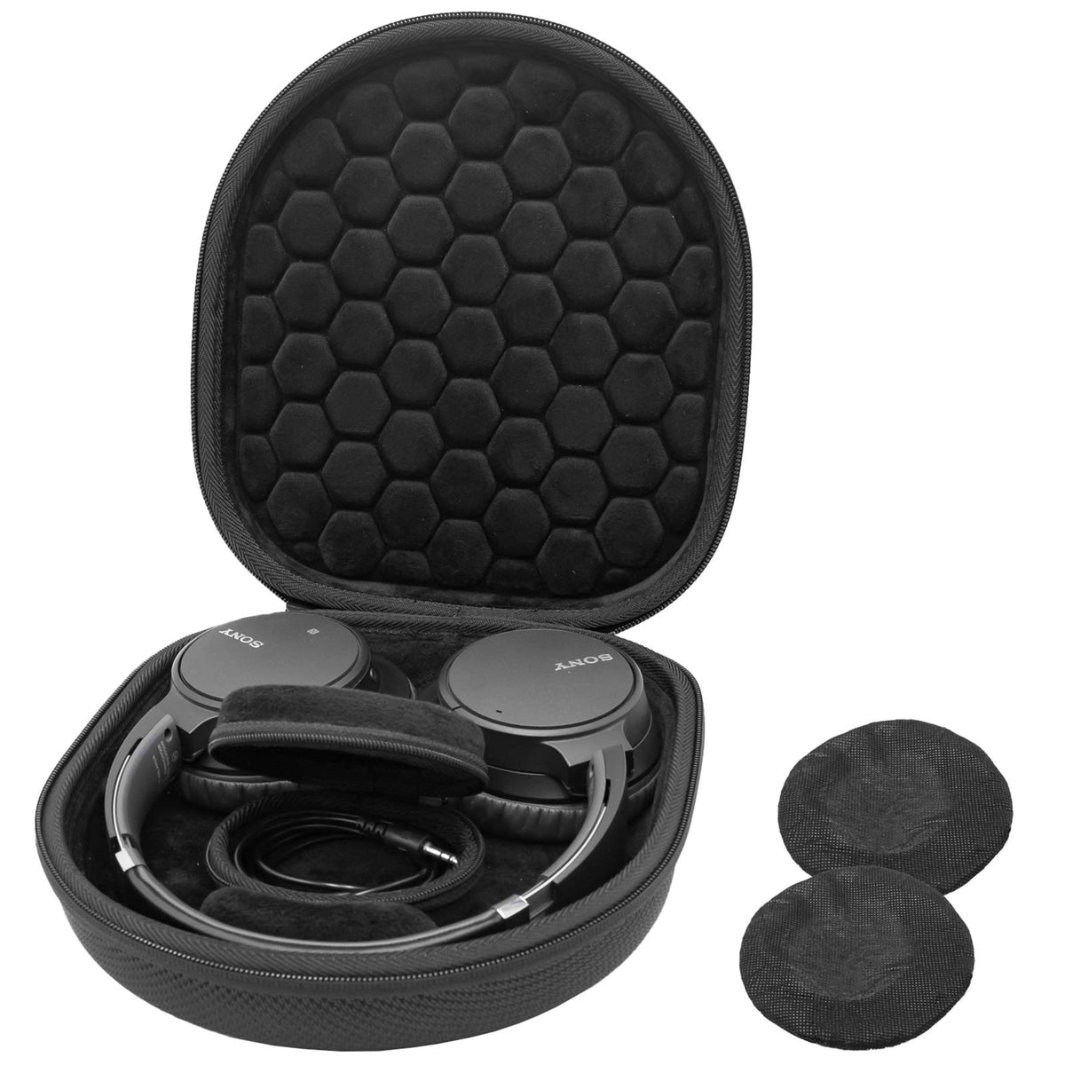 ProCase hard case exterior shields Sony and Bose headphones during travel.
