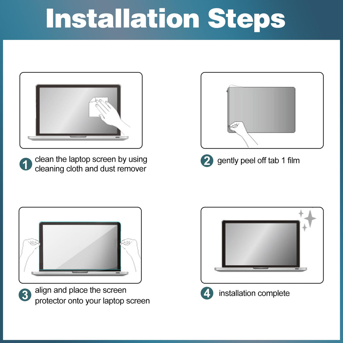 ProCase installation kit includes wipes and dust absorbers for clean setup.