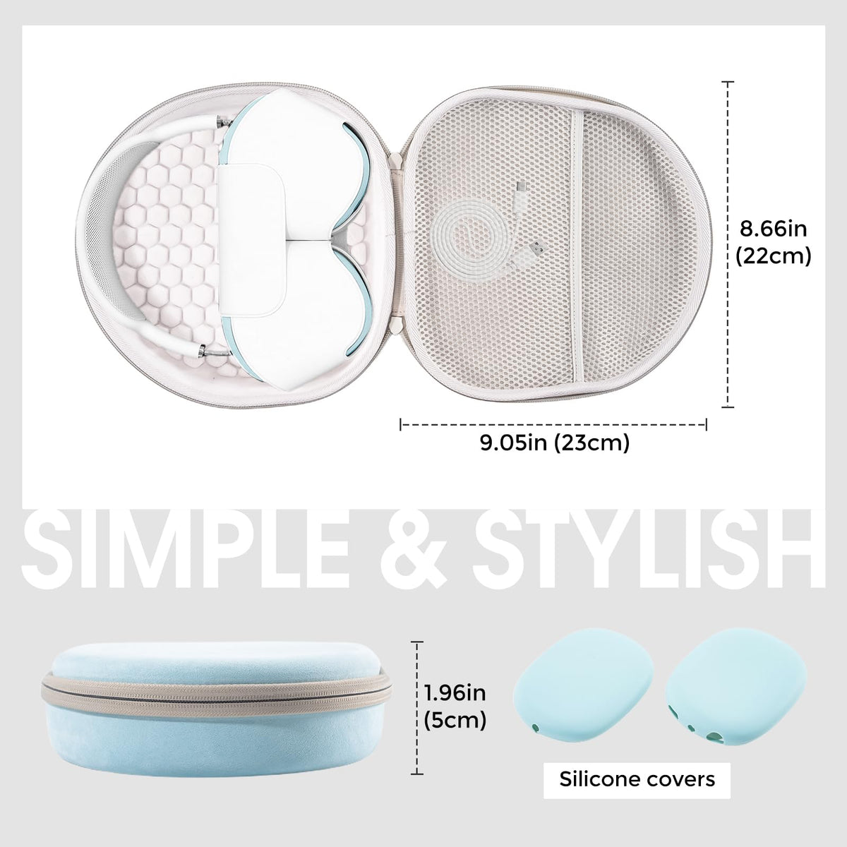 ProCase silicone ear cushion covers in light blue guarding against dust and wear
