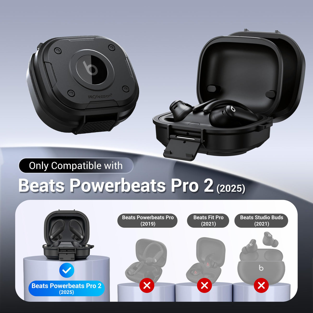 PROfezzion Powerbeats Pro 2 case latch closed for secure travel