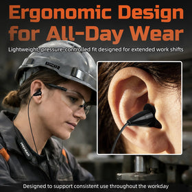 PROHEAR in use worn by construction worker maintaining protection and calls