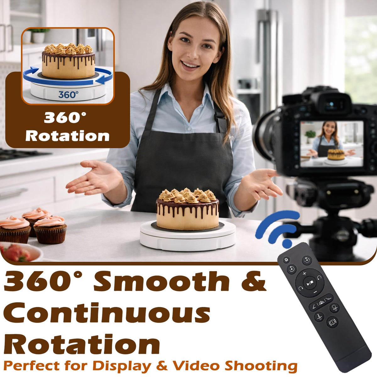 PROLEE rotating platform supports 360 lb capacity for sturdy product presentation