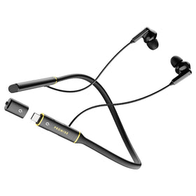 Promise A12 front view in gold showing slim neckband and earbuds, elegant everyday style