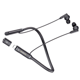 Promise A12 front view silver neckband showing compact design and long playtime benefit