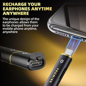Promise A12 memory-metal neckband detail demonstrating flexible fit and tangle-free wear