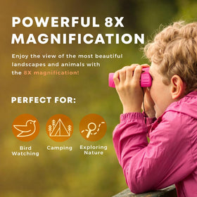 Promora binoculars handheld scale demonstrating lightweight child-friendly size
