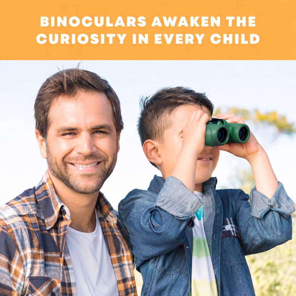 Promora child using binoculars outdoors fostering curiosity and observation