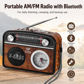 PRONLY radio Bluetooth panel showing wireless streaming from phone.