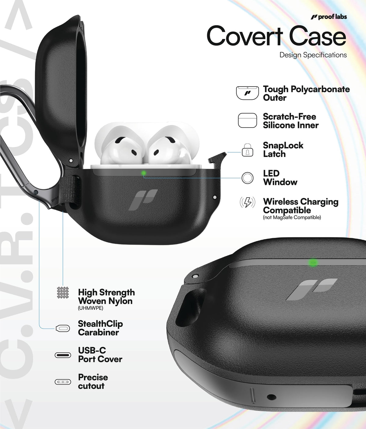 Proof Labs AirPods 4 Case provides lightning port access for easy charging