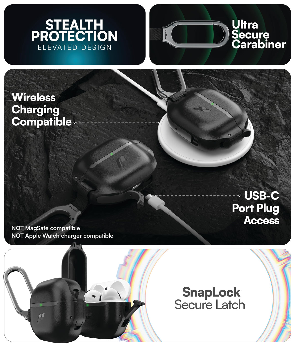 Proof Labs AirPods 4 Case rugged shell protects against drops and bumps