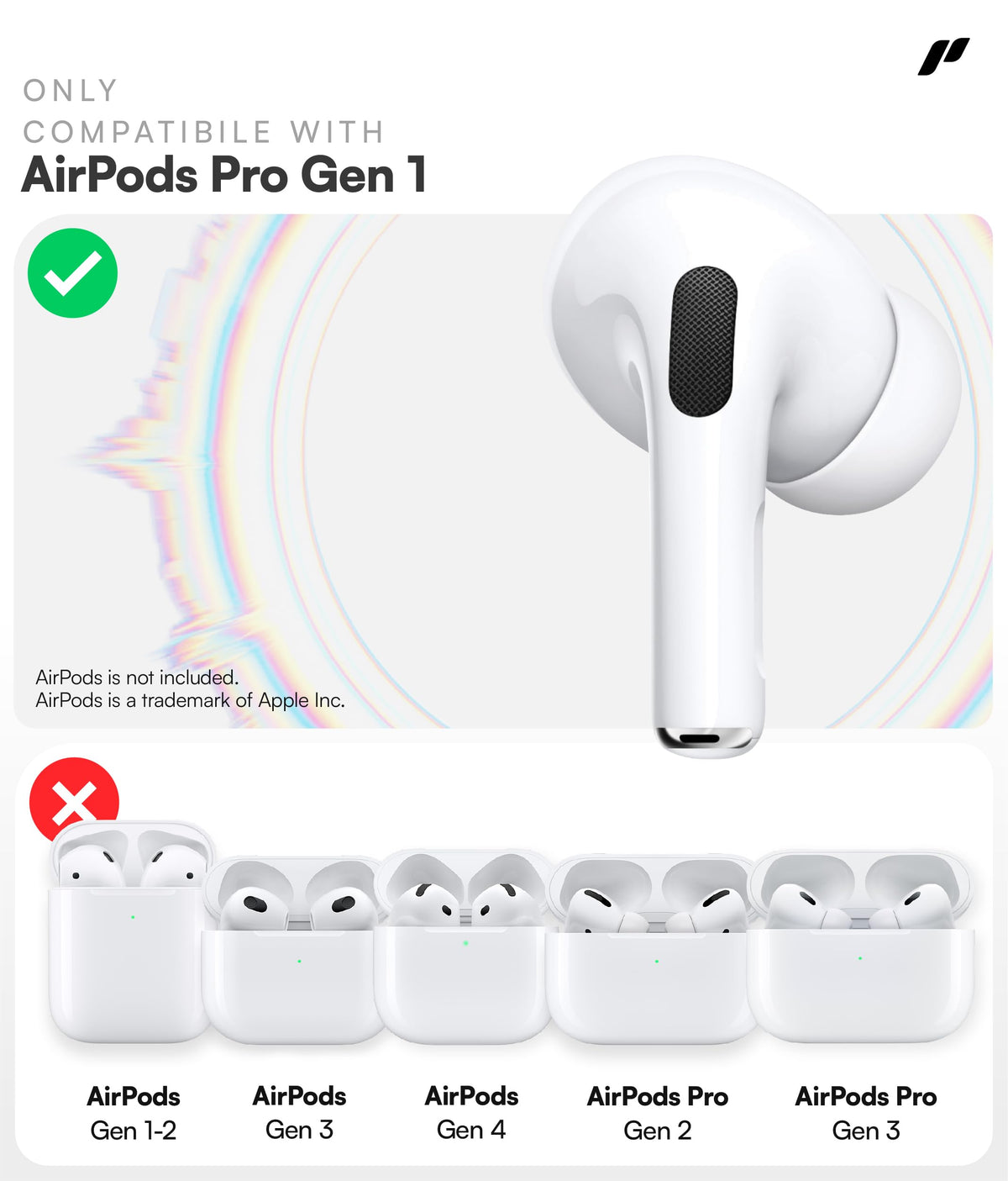 Proof Labs AirPods Pro 1st Gen ear hooks anti-slip grip for secure workouts.