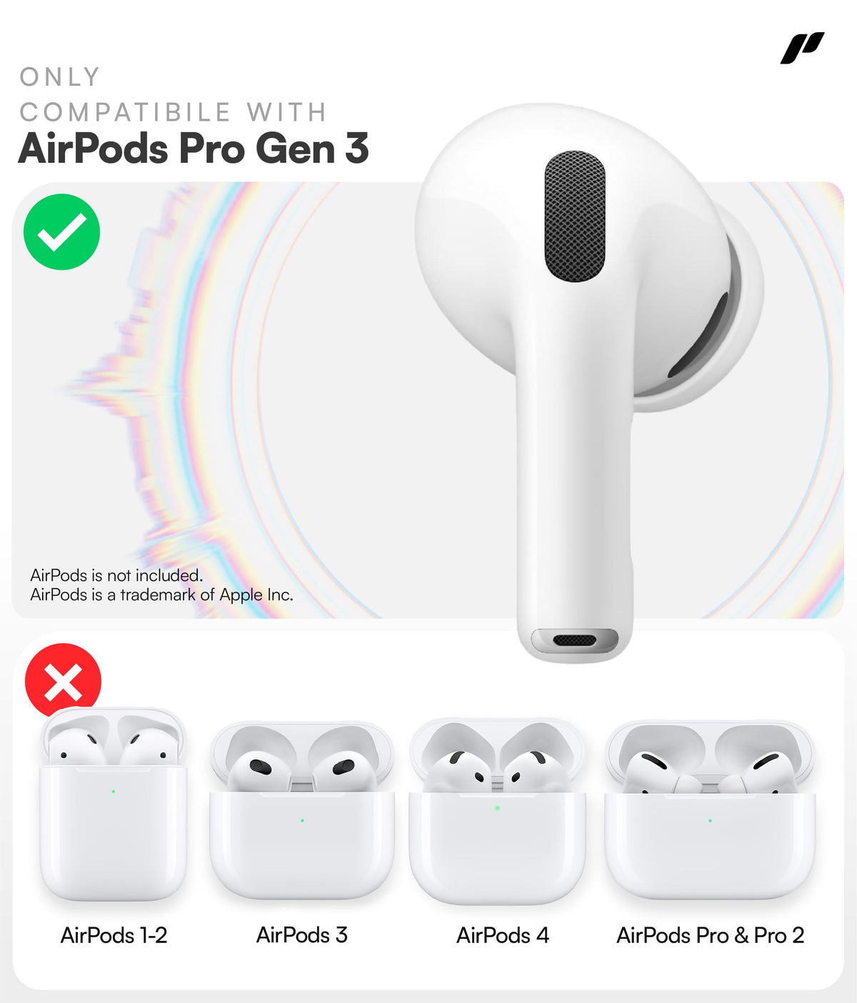 Proof Labs AirPods Pro 3 ear hooks worn for secure listening comfort