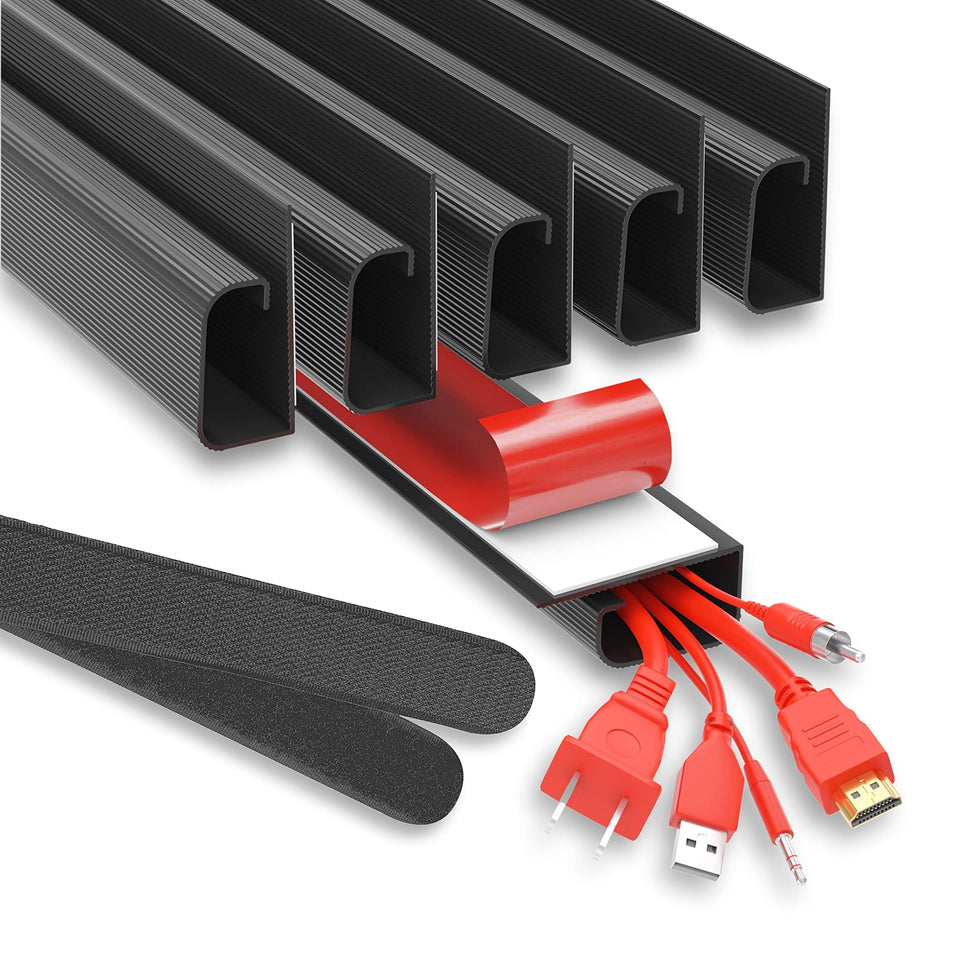 ProOffice cable raceway 6x16in black display hiding wires for a neat desk.
