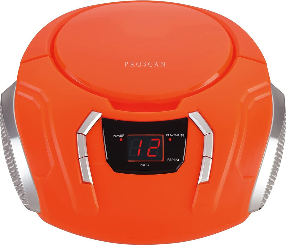 PROSCAN ELITE portable CD boombox front view for easy listening on the go.