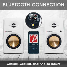 Prosonic BT30 remote control demonstrates easy on-the-go volume and input switching.