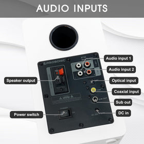 Prosonic BT30 TV setup with optical input for lossless TV audio.
