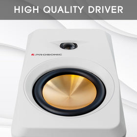 Prosonic BT30 woofer and silk dome tweeter deliver clear, balanced sound.