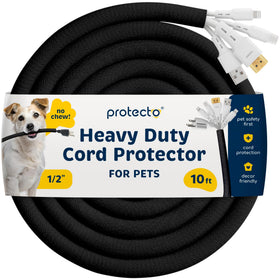 PROTECTO heavy-duty cord protector installed on a 10ft cable sleeve for easy setup
