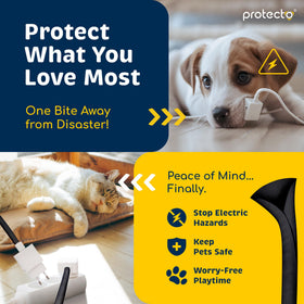 PROTECTO pet-safe cable sleeve protecting wires from curious animals.