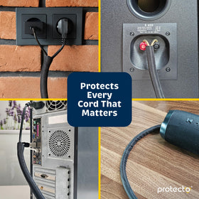 Sleek PROTECTO mesh cord cover blends with home decor while guarding cables