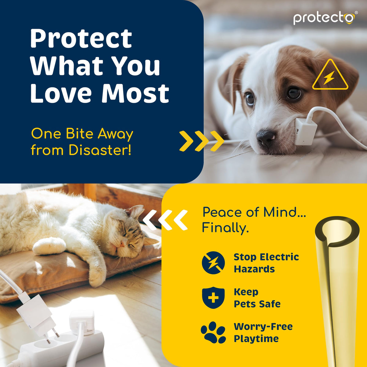PROTECTO split-open installation on a cable for quick no-unplug setup