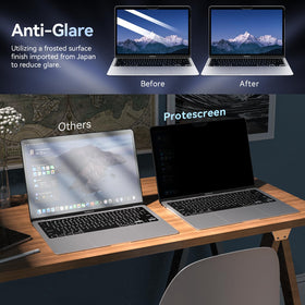 Protescreen anti-glare filter for MacBook 13 reduces reflections in bright environments.