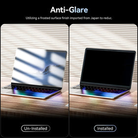 Protescreen close-up of reinforced scratch-resistant surface protecting the laptop