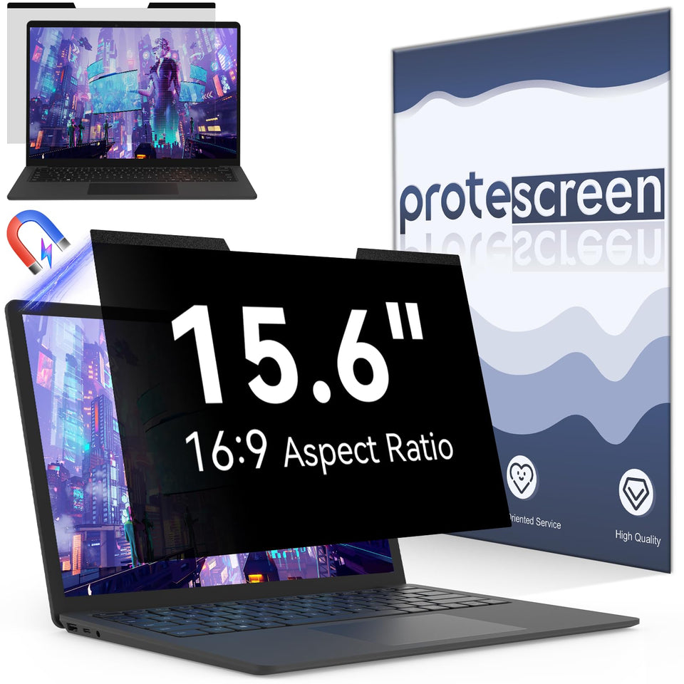 Protescreen front packaging showing the 15.6-inch magnetic privacy filter and benefits