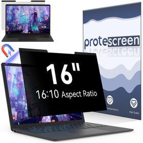 Protescreen front view showing full 16-inch privacy shield protecting display