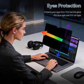 Protescreen installed on MacBook in use improving privacy and comfort