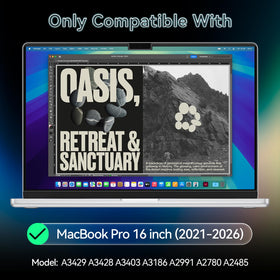 Protescreen label and compatibility list image showing supported MacBook models benefit
