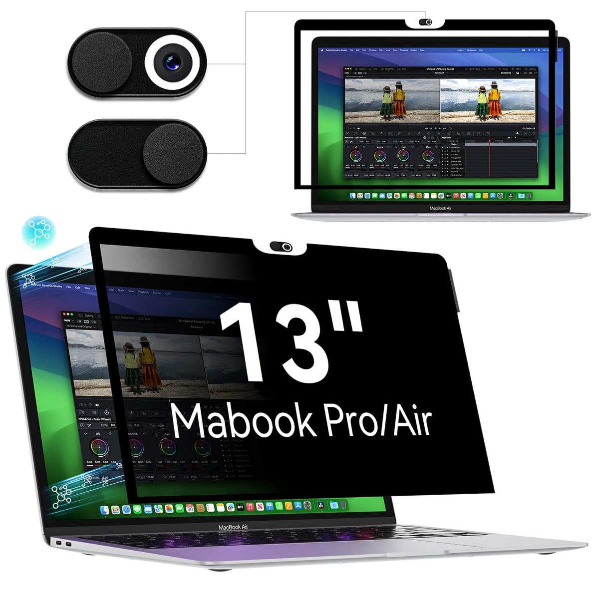 Protescreen privacy screen for MacBook Air 13 provides privacy with a narrow 30-degree viewing angle.