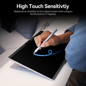 Protescreen side-by-side with ruler showing exact fit for 12.4 inch Surface Laptop Go