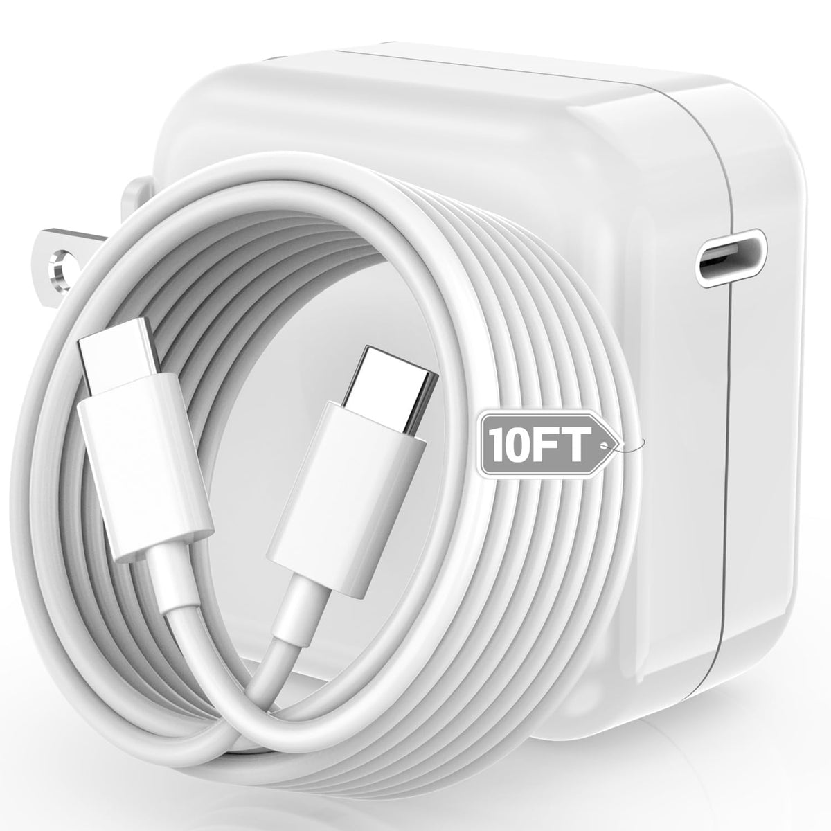 ProTVSolutions charger front view showing USB-C port and compact design for convenient charging