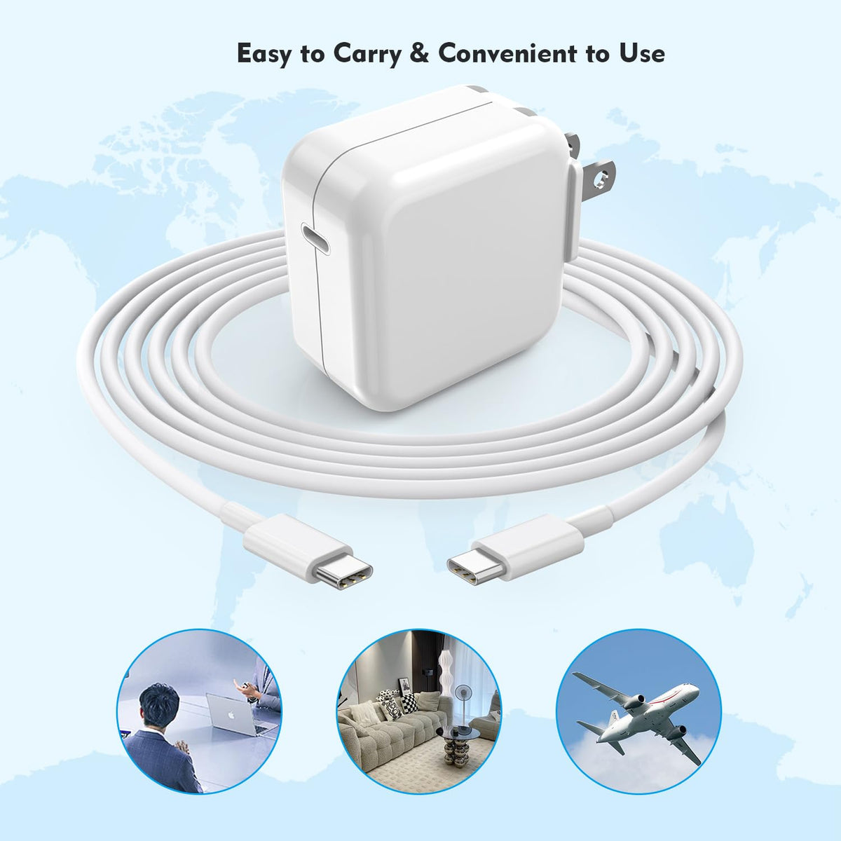 Box includes two chargers and two long cables for travel.