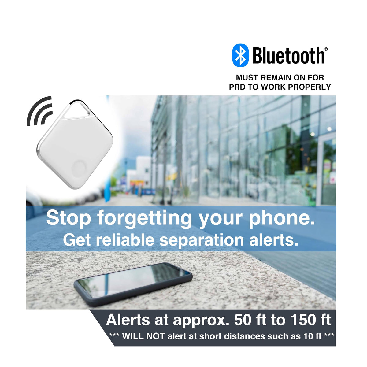 Prox PRD on keychain ready to help you avoid leaving your phone behind.
