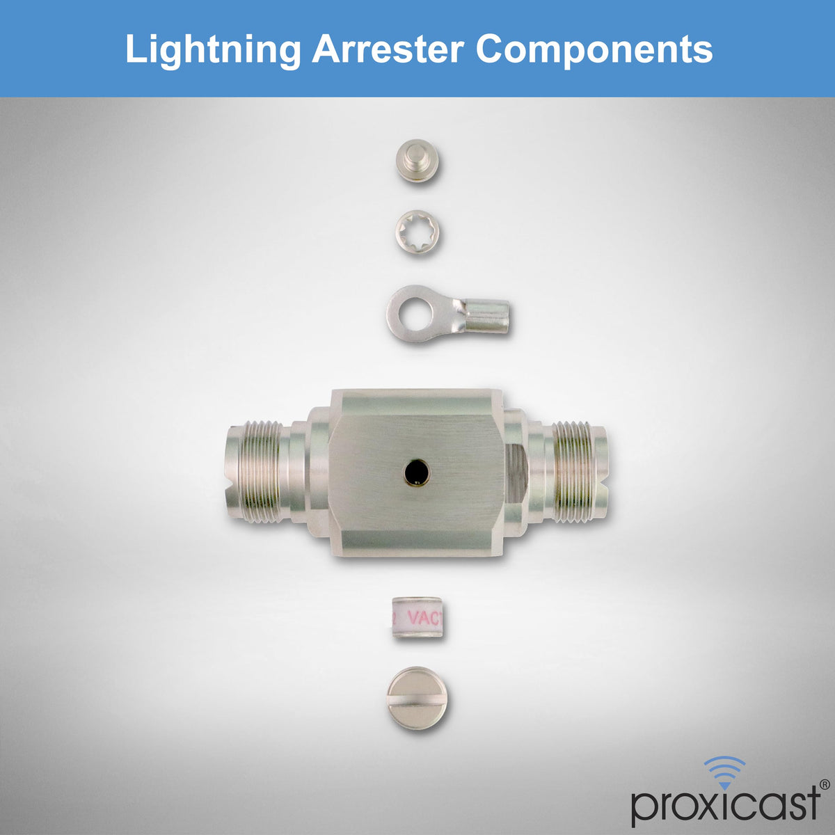 Proxicast arrester image showing connection between feedline and the antenna