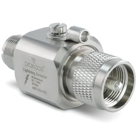 Proxicast coaxial lightning arrester with PL259 and SO239 connectors for rugged outdoor antennas.