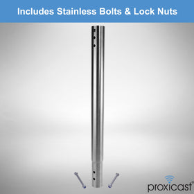 Proxicast extension pole shown with nylon lock nuts for a tight fit.