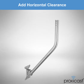 Proxicast extension pole increasing stand-off clearance from base to curve.