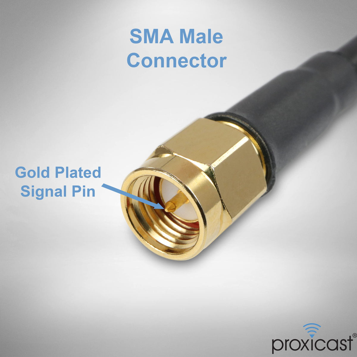 Proxicast gold-plated pins ensure robust, corrosion-resistant connections.