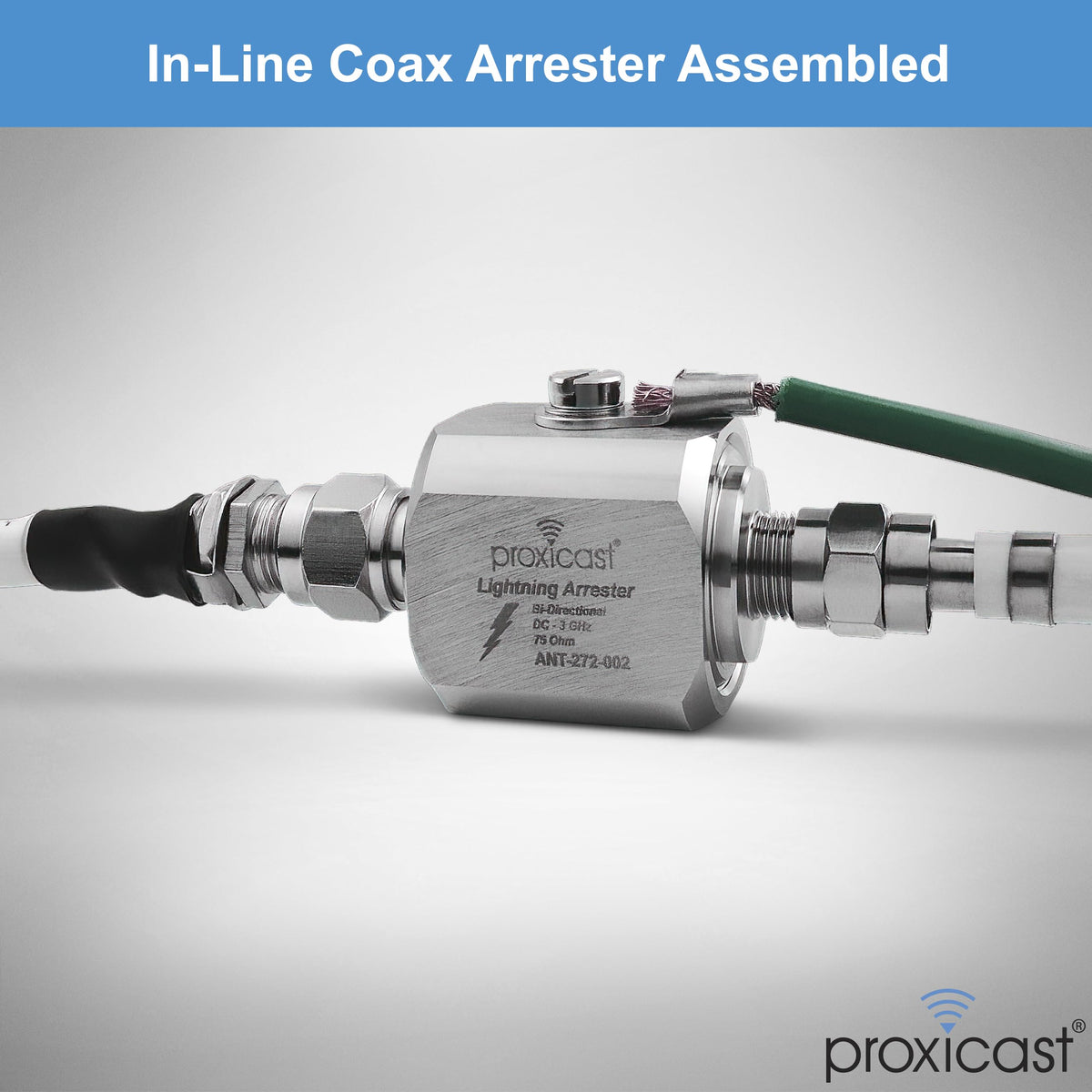 In-line coax protection by Proxicast guards TV and internet gear.