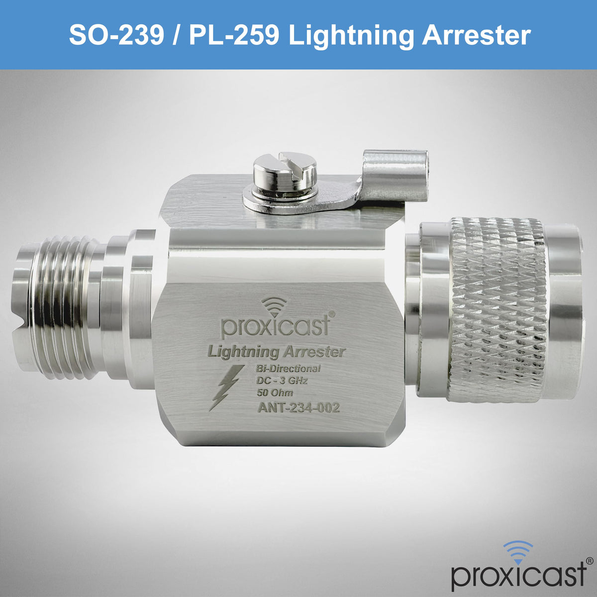 Outdoor-rated surge protector for coaxial lines minimizes transients on VHF/UHF antennas.