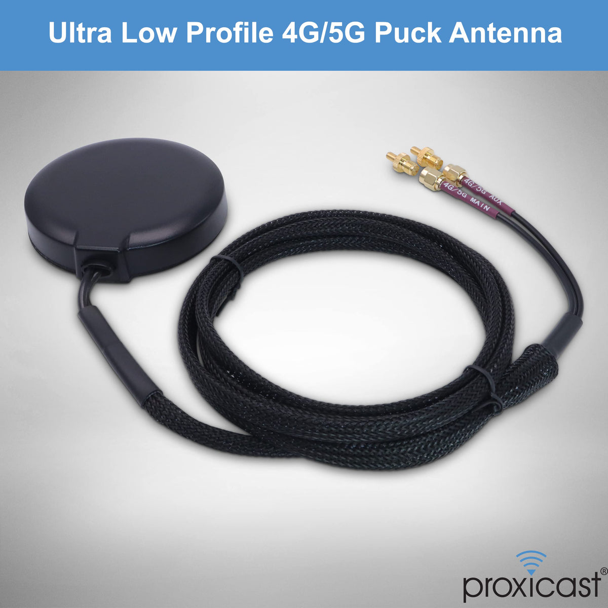 Proxicast beside a phone to show size comparison and low-profile installation benefit