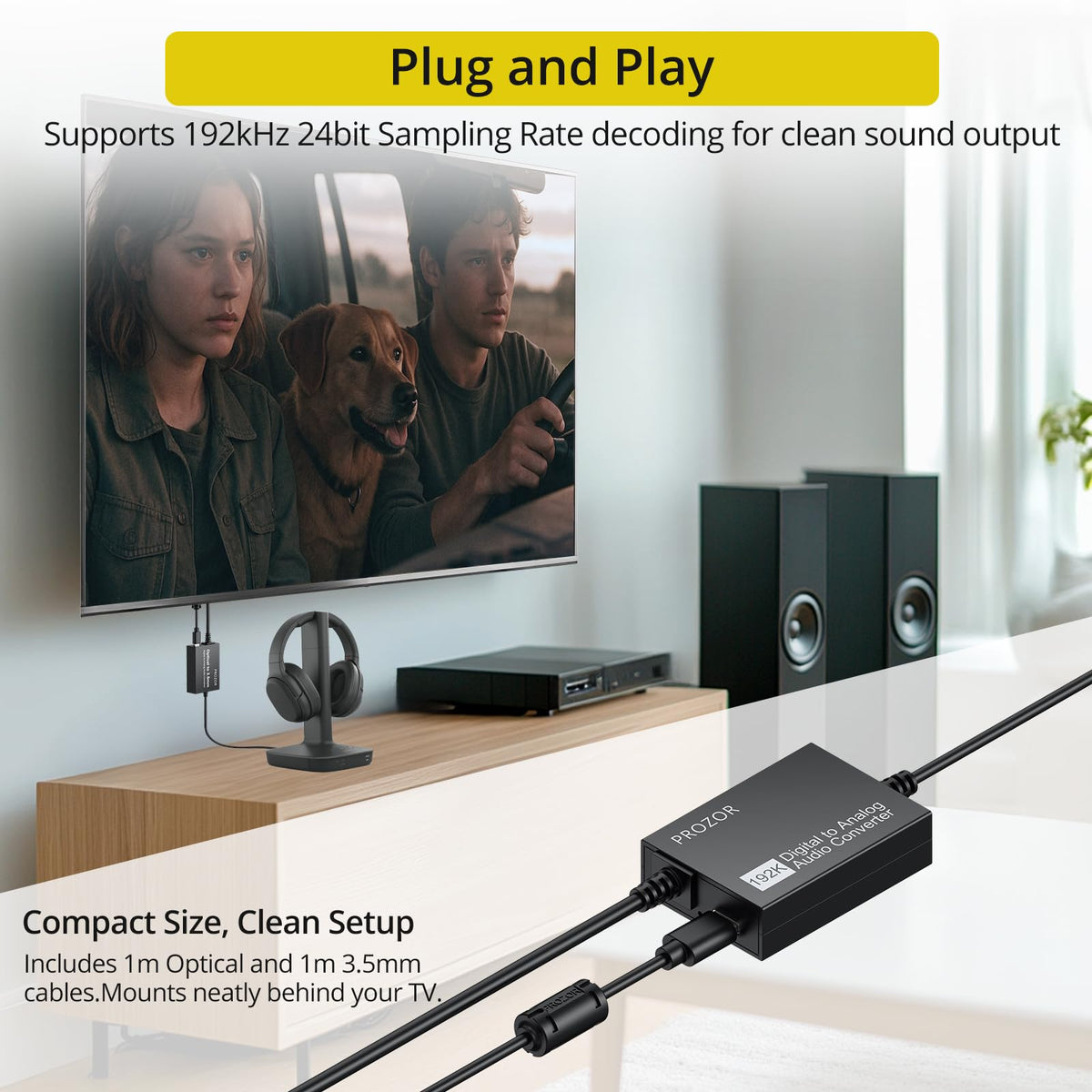 PROZOR 192kHz DAC compact design fits small spaces without clutter