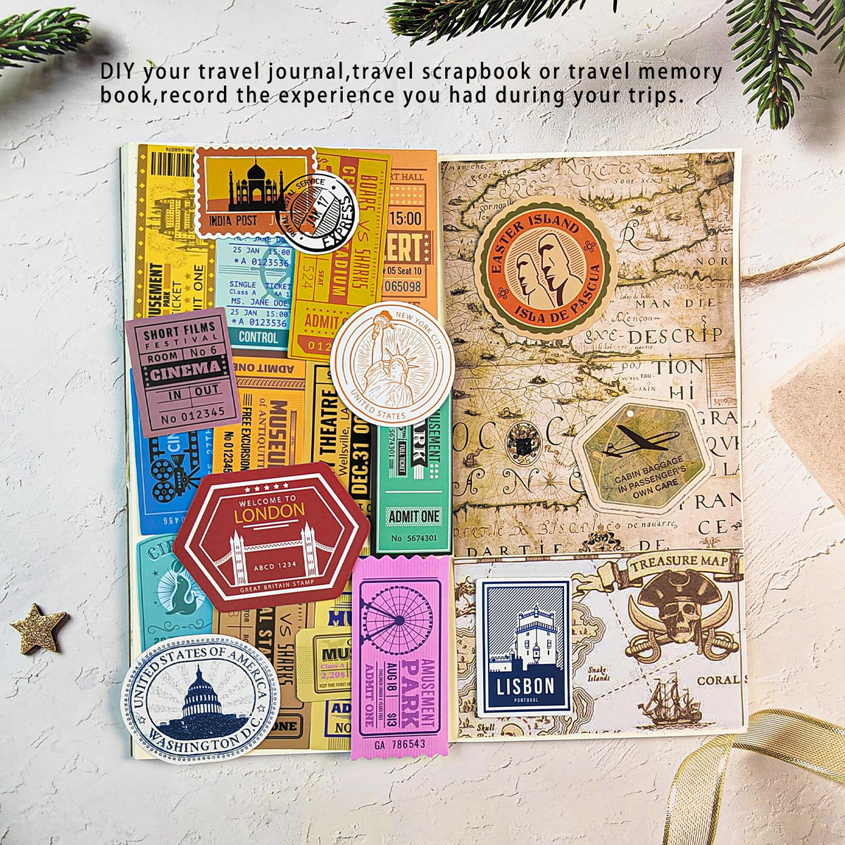 PRSTINCOL vintage ticket sticker cinema ticket perfect for planners